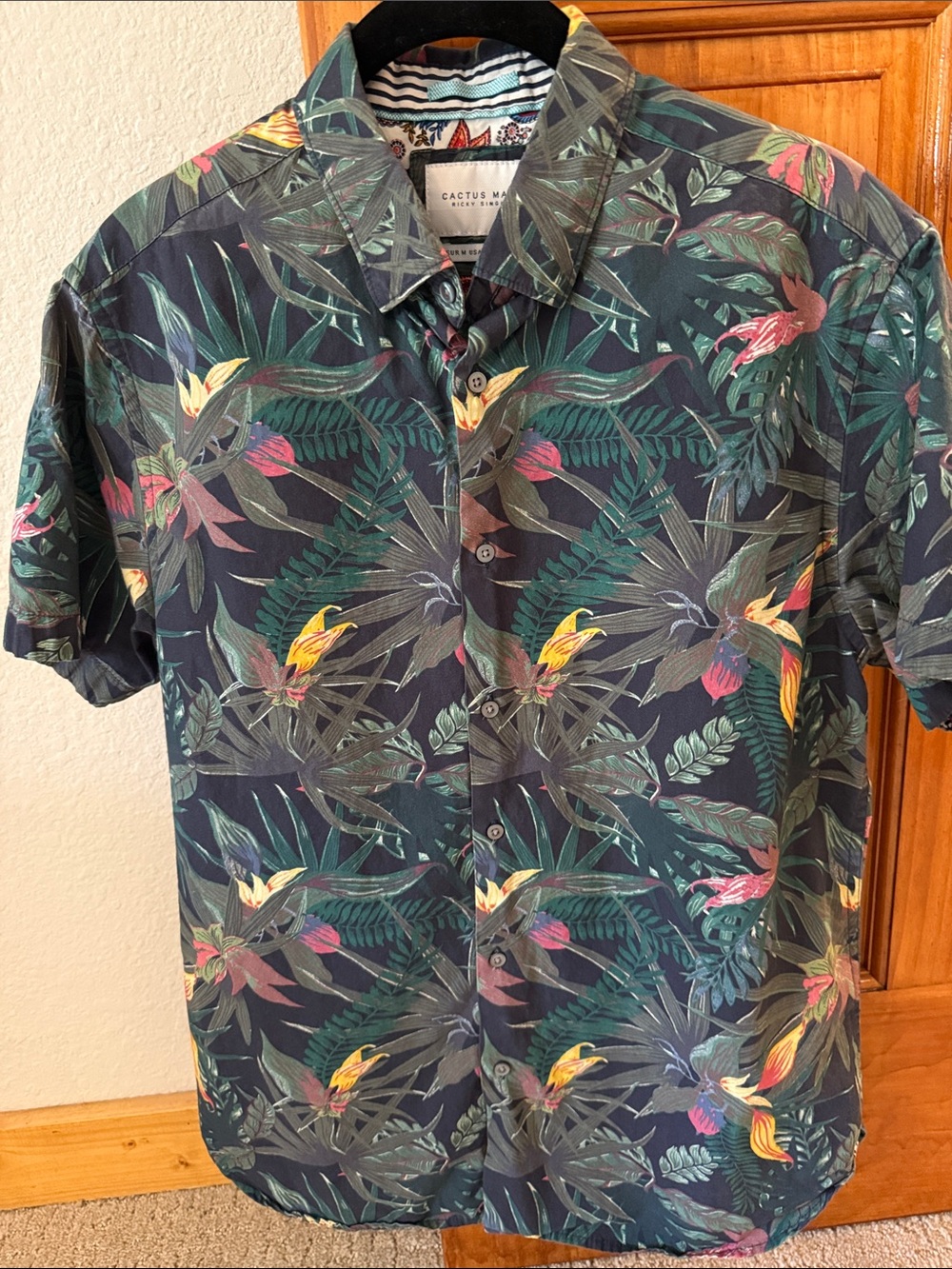 Cactus Man Tropical Print Short-Sleeve Shirt